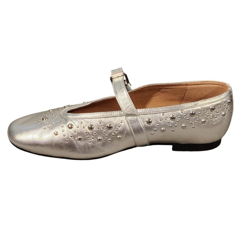 BiBi Lou Silver Rhinestone Embellished Mary Jane Ballet Flatshoes Womens US 9
